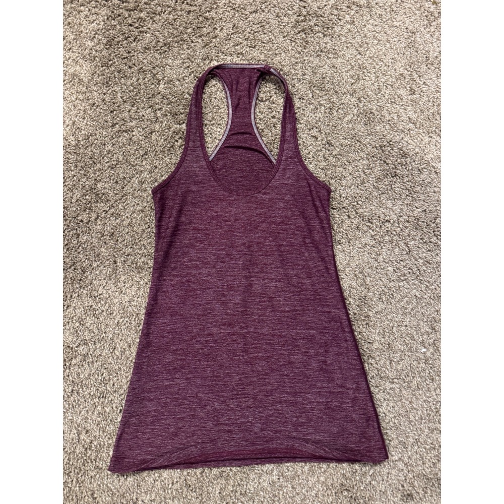 Lululemon Cool Racerback Tank Top Heathered Dark Magenta Purple Luon Size 4